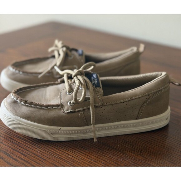 Sperry Other - Sperry Top Sider Kids Boat Shoes Tan Leather Lace Up Size 1 M